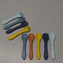 10 Pieces Baby Led Weaning Spoons and Forks Set Infant Silicone Spoon First Self Feed Baby training Utensils for Toddler First Stage Feeding Supplies for Kids Over 6 Months, 5 Pairs (Bright Colors)