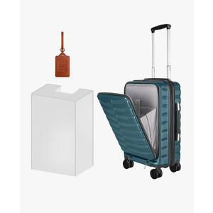 22×14×9 Airline Approved Carry On Expandable Luggage with Front Open Pocket, Spinner Wheels, ABS+PC Hardshell Small 20inch Suitcase with Protective Cover and Luggage Tag, Teal Blue