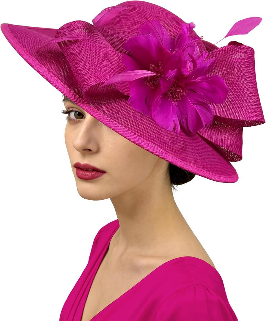 dressfan Vintage Fascinator Hats for Women,20s 50s Linen Flower Hat for Derby/Church/Wedding/Cocktail/Tea Party
