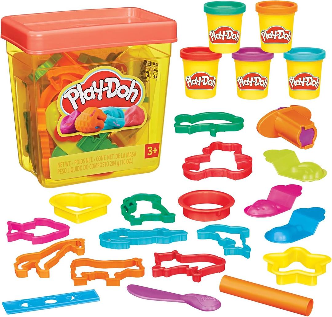Play-Doh Fun Tub Set, 19 Accessories & Reusable Storage Container, Preschool Toys, Kids Arts & Crafts, Christmas Stocking Stuffer Gifts, Ages 3+ 