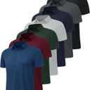 7 Pack Polo Shirts for Men - Quick Dry Moisture Wicking Performance Short Sleeve Mens Golf Shirts for Casual Work (X-Large, 1-black/Dark Grey/Light Grey/Navy Blue/Dark Blue/Army Green/Wine)
