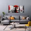 Paris Canvas Wall Art Eiffel Tower Picture Prints Romantic Couple Paintings Black and Red Wall Decor for Living Room Bedroom Bathroom Office Decor Framed(Artwork-2,16.00" x 24.00" x 3Pcs)