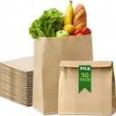 Brown Paper Bags50 Count Heavy Duty Large Kraft Paper Grocery Bags 12x7x17 Inch for Shopping, Storage, Takeout, Retail, Bulk Pack