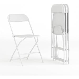 Flash Furniture Hercules Series Plastic Folding Chair - White - 4 Pack 650LB Weight Capacity Comfortable Event Chair-Lightweight Folding Chair (Set of 4)