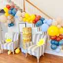 Here Comes the Son Balloon Arch Kit, Retro Blue Yellow Boho Balloon Garland with Mustard Yellow Pastel Blue Sand White Coffee Balloon for Fall Colorful Baby Shower First Birthday Party Decoration