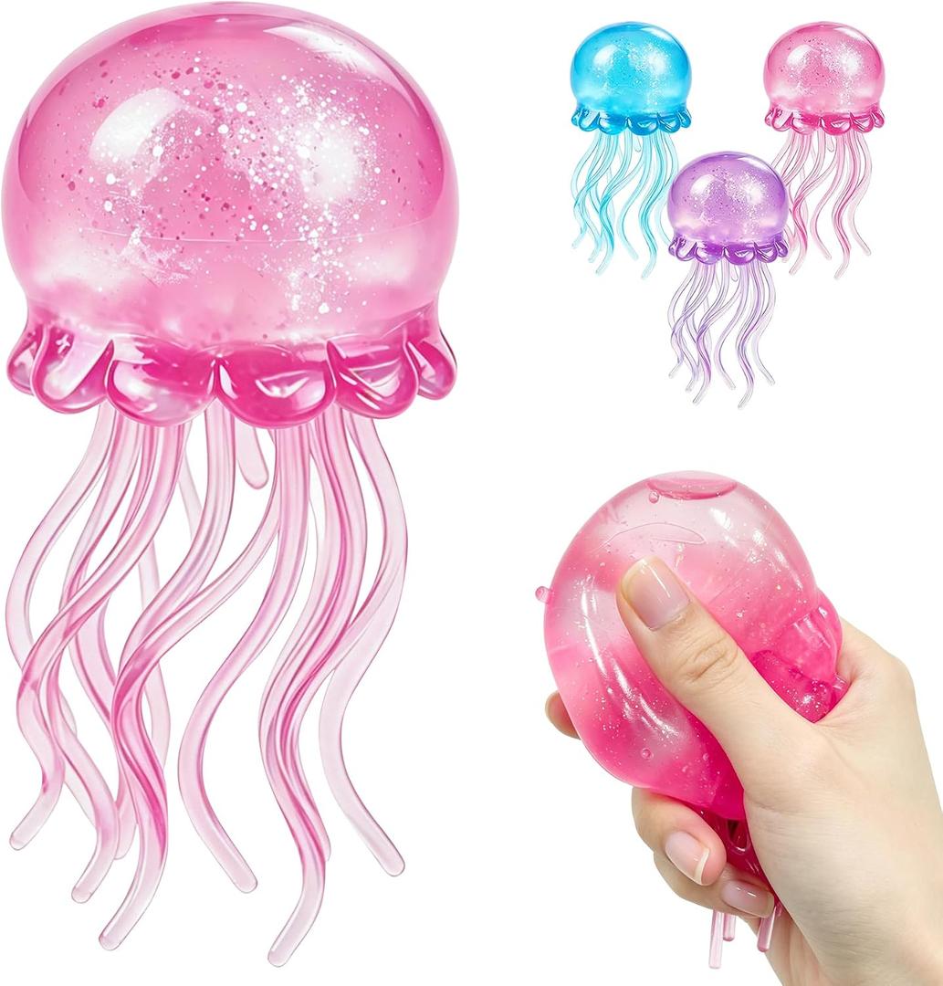 Jellyfish Squeeze Toy,2.16inch Jellyfish Squishy Malt Sugar Balls Filled Squishy Sensory Fidget Toy,Ultra Soft Moldable Slow Rise Stress Relief Toy for Adults Anxiety Relief(Pink)