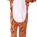 Animal Onesie Costumes for Kids Adults Cosplay Halloween for Boys Girls Womens Warm Plush One Piece Tiger (Orange)