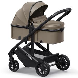 newyoo Infant Stroller with Bassinet Mode, Nestro 516M, Convertible Baby Strollers with Reversible Seat & Cup Holder, Coches para Bebes, 2-in-1 Rear-Facing Pram, Warm Taupe