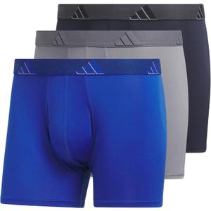 adidas Men's Stretch Cotton Boxer Brief Underwear (3-Pack) -2020 (Large, Team Royal Blue/Grey/Legend Ink Blue/Microfiber)