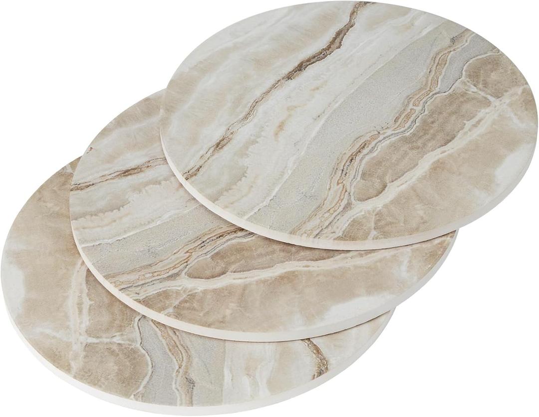 Ceramic 8" Trivets - Marble Style Heat Resistant Hot Pads, Pot Holders for Kitchen, Countertops, Table - Set of 3
