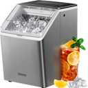 Silonn Ice Maker Countertop 44lbs/Day, Ice Cube Maker with Self-Cleaning, Stainless Steel Ice Machine with 2 Water Fill Options, Compact for Home Office Bar Party