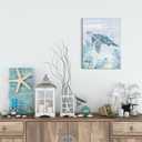 BIWSHA Blue Sea Turtle Wall Art Decor, Coastal Beach Bathroom Decor, 14"L x 11"W