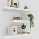 White Floating Shelves for Wall Set of 3, 16" White Wall Shelves for Home Decor, Frame Display Wall Mounted Floating Shelf for Living Room, Bedroom, Bathroom, Kitchen