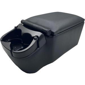 Universal Truck Seat/Bench Contractor Center Console Business Organizer and Storage with Adjustable Cup Holders, Clip Board, and Padded Top Lid for Armrest Back Black