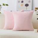 Home Brilliant Pillow Covers 20x20 Throw Pillow Cover Super Soft Striped Velvet Cushion Cover for Living Room, 50cm, 20 x 20 Inch, Blush Pink