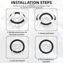 Car Steering Wheel Cover, 15 inch Microfiber Leather Carbon Fiber Soft Anti-Slip Breathable, Universal Size Elastic Car Accessory for Most Cars (Beige)