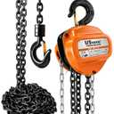 Chain Hoist 1 Ton, 2200 lbs Capacity, 20 FT Manual Chain Fall, G80 Alloy Steel Load Chain, Double-Pawl Brake, 360° Swivel Hooks, Heavy Duty Hoist for Garage, Shop, Farm, Warehouse
