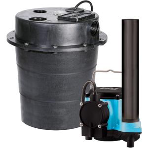 Little Giant WRS-6 115-Volt, 1/3 HP, 2760 GPH Under Sink Drainosaur Automatic Sump System with Big John 6-CIA Sump Pump, 5-Gallon Tank and 10' Cord, Black/Blue, 506055