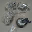 HOLKIE Caster Wheels 3 inch Locking Casters Set of 4, Threaded Stem 3/8" -16 x 1-1/2" (Diameter 3/8", Length 1-1/2") Swivel Heavy Duty Castors Gray