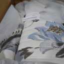 Levtex Home - Maileen Neutral Blue Quilt Set - King Quilt and Two King Shams - Floral - Taupe Blue and Cream - Quilt (106x92in.) and Shams (20x36in.) - Reversible - Cotton