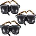 Gadpiparty 3Pcs Large Inflatable Sunglasses Balloons 90S Theme Party Decorations Black Glasses Foil Balloons for Photo Props and Event Supplies