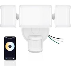 Olafus 65W Smart LED Flood Light Outdoor with Motion Sensor, 6500LM, 2700K-6500K WiFi Security Light Work with Alexa/Google, Motion Detector Lights with APP Control, IP65 Floodlight Outside (White)