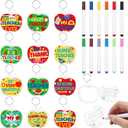 Cunno 36 Pcs End of School Year Teacher Appreciation Gifts Bulk, Teacher Keychain Craft Kit, DIY Apple Coloring Set for End of School Year, Staff Recognition & Educator Favors