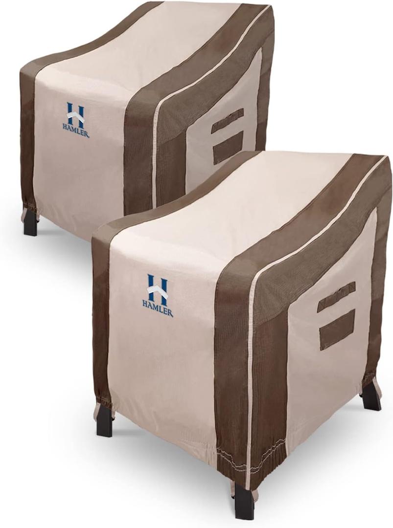 HAMLER Patio Chair Covers 2 Pack, Outdoor Chair Covers Waterproof Fits up to 35W x 38D x 31H inches, Heavy Duty Lawn Furniture Covers, Lounge Deep Seat Cover for Patio Furniture