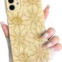 NITITOP Compatible with iPhone 11 Case Silicone Cute Flower Floral Sunflowers Pattern for Women Girl Trendy Slim Fit TPU Silicone Shockproof Full Camera Protection Cover - Yellow