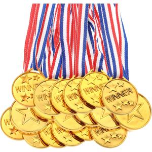 Gejoy 30 Pieces Gold Plastic Winner Award Medals, Gymnastics Field Day Awards for Sports, Competition, Talent Show, Spelling Bee Birthday Party Favors Gifts