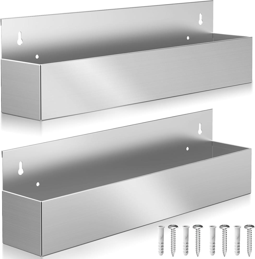 22" Stainless Steel Bottle Holder, Stainless Steel Bottle Holder Rack, Suitable for Bars, Kitchens, garages, etc (2-Pack)