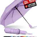 REPEL Windproof Travel Umbrella - Compact & Withstands Winds up to 85MPH , Strongest Premium Auto Folding Umbrella for Rain and Sun - Durable, Light & Portable for Women & Men , Fits Backpack & Cars (Pastel Lavendar)