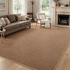 Large Faux Jute Area Rug 8'x10', Warm Taupe Rustic Farmhouse Rug
