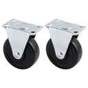 Framendino, 2 Pack Rubber Caster Wheels Fixed Black Casters with Rigid Non-Swivel Top Plate for Furniture 3 Inch