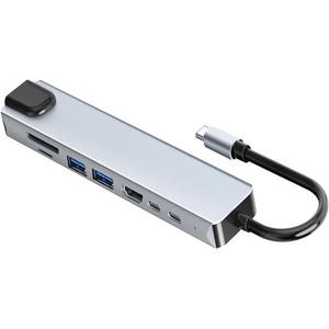 USB C Hub, 8 in 1 USB Hub Multiport Adapter Dongle with 4K HDMI, 1Type-C and 2 USB A 3.0 5Gbps Data, PD 100W, RJ45 Ethernet, SD/TF Ports, Aluminum USB C to USB 3.0 Hub for MacBook Air/Pro, Windows