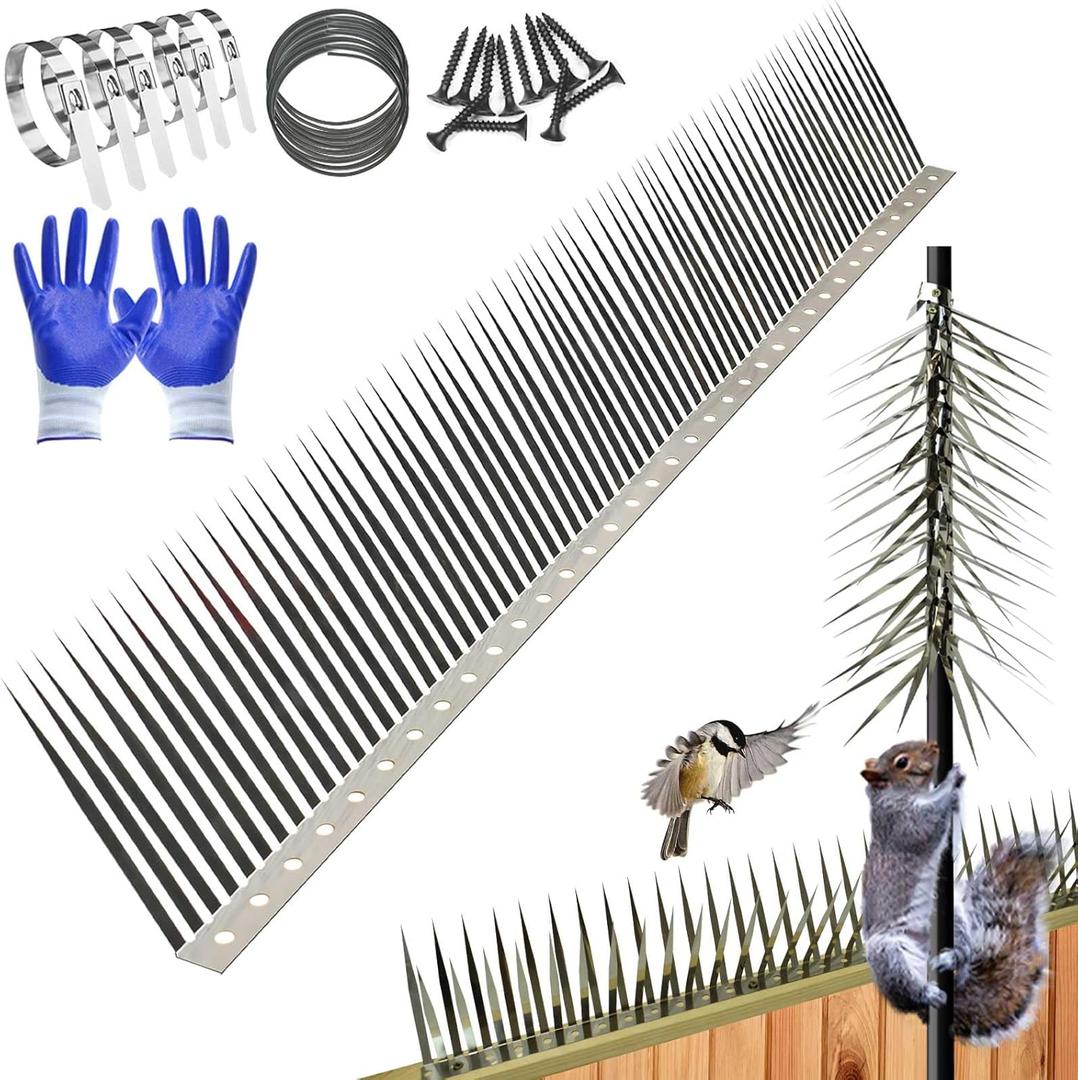 Bird Spikes, Outdoor Squirrel Spikes, Squirrel Baffles for Bird Feeder Poles, Avoid Climbing Garden Fences and Fruit Trees. (120 inches)