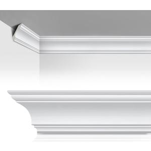Marsui 4 Pcs Ceiling Crown Molding Trim 4-1/2 Inch Face x 94.5 in Long Total Decorative Ceiling Crown Moulding Trim Installed with Glue (Not Included) Luxe Style Decor(Simple Style)