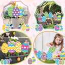 2 x 16 Pcs Large Easter Tree Decorations Egg Ornaments Cute Colored Egg Picks Ornaments Extra Large Pink Yellow Blue Easter Eggs Tree Picks Toppers for Home School Office Spring Party Vase Decor