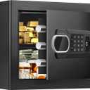 1.3 Cubic Feet Small Fire Safe Box for Home, Fireproof Safety Lock Box with Digital Keypad, Spare Keys and Removable Shelf, Personal Security Home Safes for Money, Jewelry, ID Documents