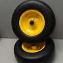 HQPASFY 13x5.00-6 Flat-Free Lawn Mower Tire & Wheel Set of 2, Zero-Turn Mower Front Tires with 1/2" & 5/8" Bearings, Solid Smooth Puncture-Proof Replacement for Lawn Mowers & Zero-Turn Mowers, Yellow