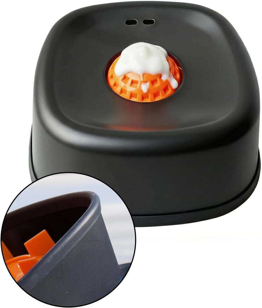 RAINWOOD Liquid Slow Feeder Dog Bowl with Floating Ball, Dog Lick Bowl for Bone Broth, Yogurt & Supplements, Dog Enrichment Slow Feeding Dish for Small Medium Large Breeds (Black)