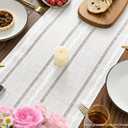 Artoid Mode Rustic Cotton Linen Table Runner, Seasonal Embroidered Hollow Kitchen Dining Table Decoration for Home Party Decor 13x90 Inch