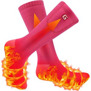 SVPRO Heated Socks for Men Women,Rechargeable Electric Socks Battery Operated Winter Warm Socks with 3 Heat Settings, Heated Thermal Socks for Hiking Camping Skiing Fishing Hunting Mountaineering (Medium, Pink)