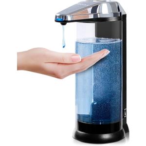 Secura 17Oz Automatic Liquid Soap Dispenser, Touchless Battery Operated Hand Soap Dispenser with Adjustable Soap Dispensing Volume Control Dial (500ml, Silver)