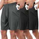 BOOJO 3 Pack Gym Basketball Mens Shorts - Quick Dry Black Workout Athletic Shorts with Pockets for Casual Running L