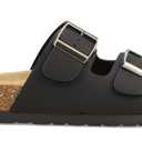MIA Women's Ninah Double Strap Footbed Sandals, Black, Size 10