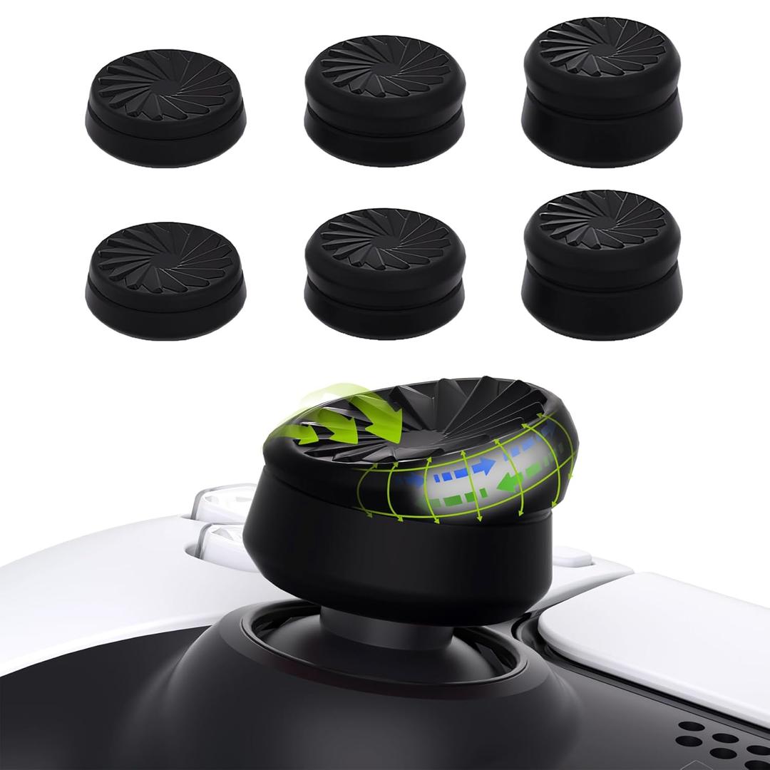 PlayVital 3 Height Turbine Thumbs Cushion Caps Thumb Grips for ps5, for ps4, Thumbstick Grip Cover for Xbox Core Wireless Controller, Thumb Grips for Xbox One, Elite Series 2, for Switch Pro - Black