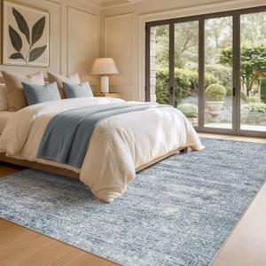 10x12 Area Rugs for Living Room: Washable Non Slip Navy Blue Rug
