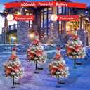 Solar Christmas Trees Decorations, 2 Pack Solar Powered Xmas Tree Lights, Pathway Lights with Multi-Color Lights Waterproof for Outside Garden Yard Lawn House Front Porch Door(White)