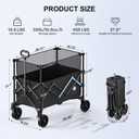 39" Collapsible Wagon Cart, 450 lbs Heavy Duty Folding Wagon with Brakes, Adjustable 150L-300L Utility Wagon with All-Terrain Wheels for Camping, Garden, Beach and Shopping